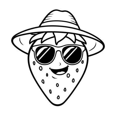 Morango Divertido (Desenho para Colorir)