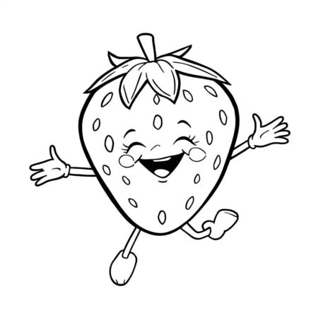 Morango com Sorriso (Desenho para Colorir)