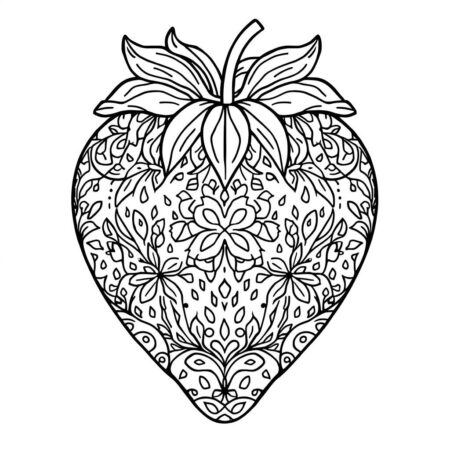 Morango e Coracao (Desenho para Colorir)