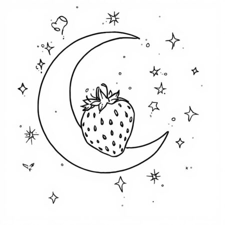Morango e Lua (Desenho para Colorir)