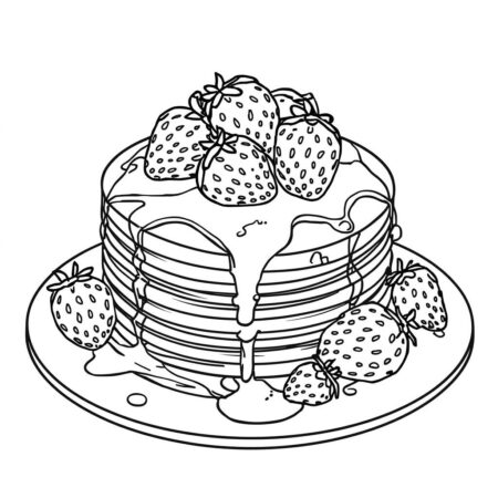 Morango e Pancake (Desenho para Colorir)