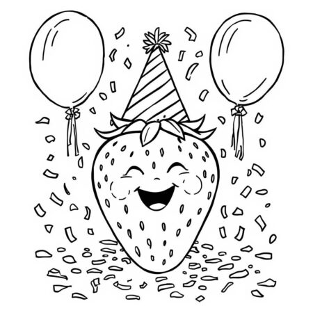 Morango em Festa (Desenho para Colorir)