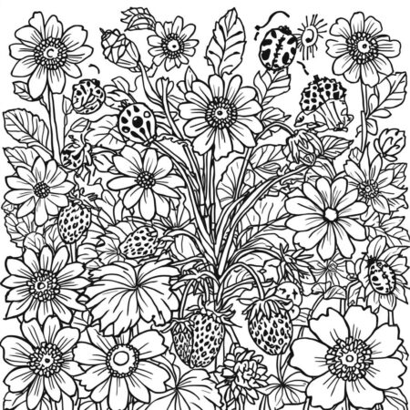 Morango em Jardim (Desenho para Colorir)
