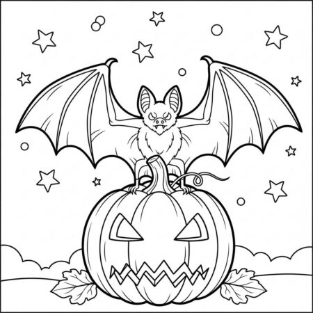 Morcego e Abobora (Desenho para Colorir)
