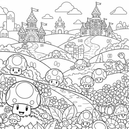 Mushroom Kingdom (Desenho para Colorir)