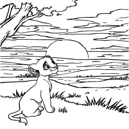 Nala e o Sol Nascente (Desenho para Colorir)