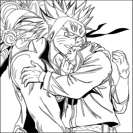 Naruto e Kurama Amizade (Desenho para Colorir)