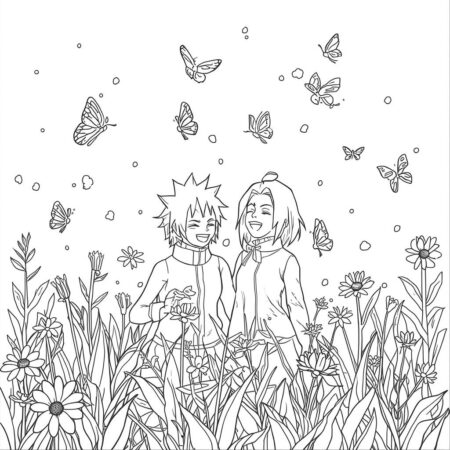 Naruto e Sakura Amizade (Desenho para Colorir)