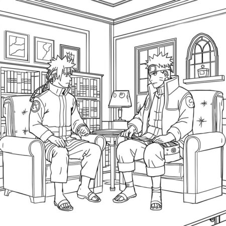 Naruto e Sandaime (Desenho para Colorir)