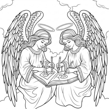 Natal Anjos Bonitos (Desenho para Colorir)