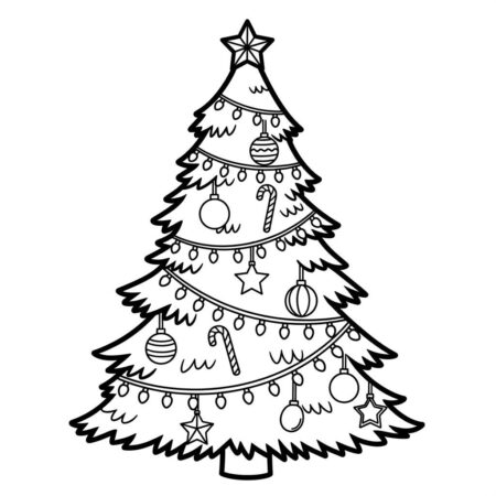 Natal Arvore Decorada (Desenho para Colorir)