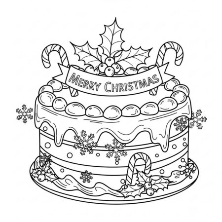 Natal Bolo de Natal (Desenho para Colorir)