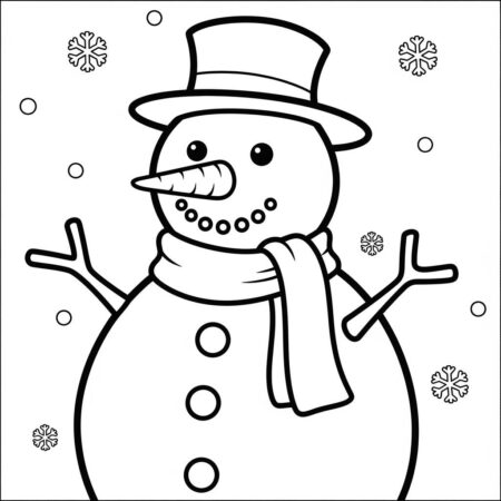 Natal Boneco de Neve (Desenho para Colorir)