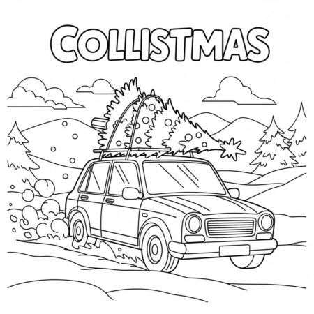 Natal Carro de Natal (Desenho para Colorir)
