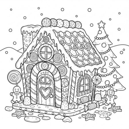 Natal Casa de Gingerbread (Desenho para Colorir)