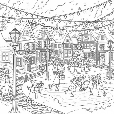 Natal Cenas de Cidade (Desenho para Colorir)