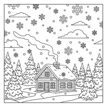 Natal Cenas de Inverno (Desenho para Colorir)