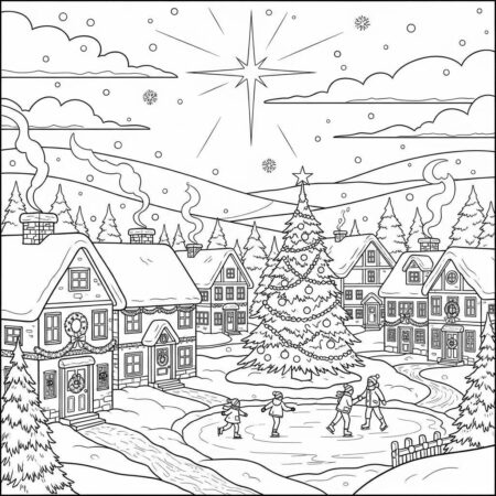 Natal Cenas de Natal (Desenho para Colorir)