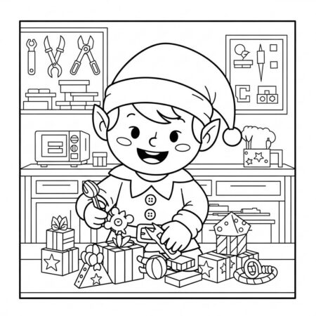 Natal Duende Feliz (Desenho para Colorir)