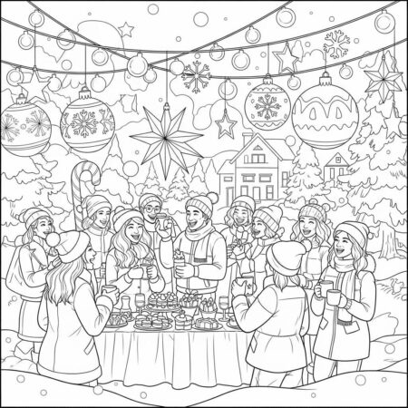 Natal Festas ao Ar Livre (Desenho para Colorir)