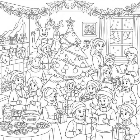 Natal Festas e Alegria (Desenho para Colorir)