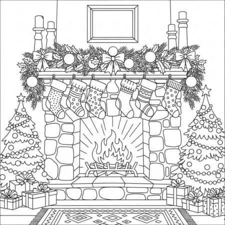 Natal Lareira Quente (Desenho para Colorir)