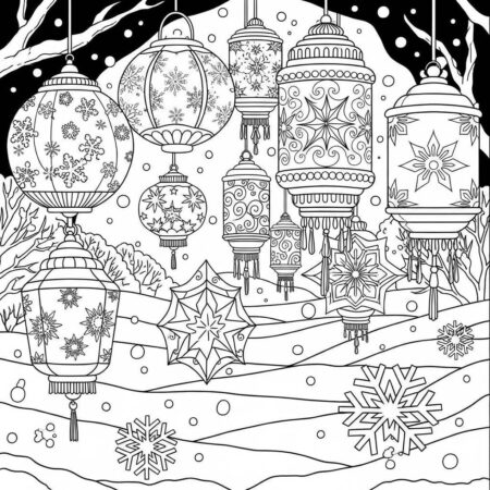 Natal Luminarias Brilhantes (Desenho para Colorir)