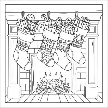 Natal Meias Penduras (Desenho para Colorir)