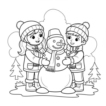 Natal Menina e Menino (Desenho para Colorir)