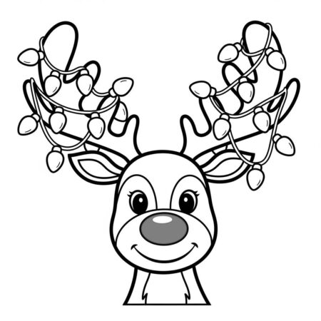 Natal Rena Bonita (Desenho para Colorir)