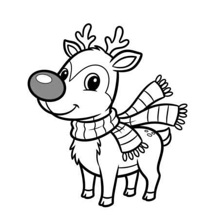 Natal Rena Fofa (Desenho para Colorir)