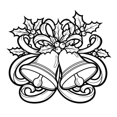 Natal Sinos Tocando (Desenho para Colorir)