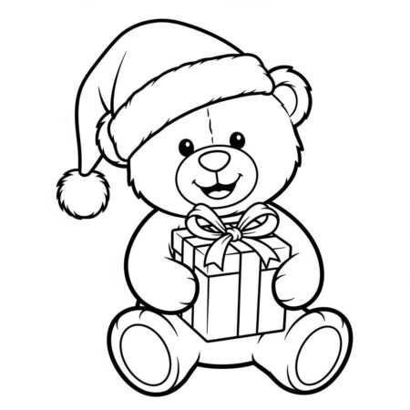 Natal Ursinho de Natal (Desenho para Colorir)