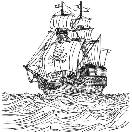 Navio Pirata (Desenho para Colorir)