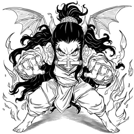 Nezuko em modo de protecao (Desenho para Colorir)