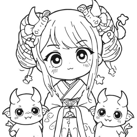 Nezuko kawaii (Desenho para Colorir)