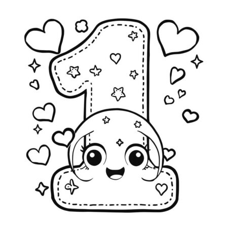 Numeros Kawaii (Desenho para Colorir)