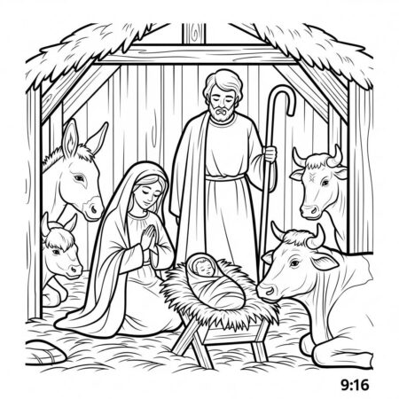 O Nascimento de Jesus (Desenho para Colorir)