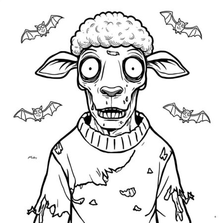Ovelha Zumbi (Desenho para Colorir)