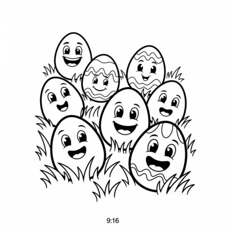 Ovos Pascoa e Sorrisos (Desenho para Colorir)