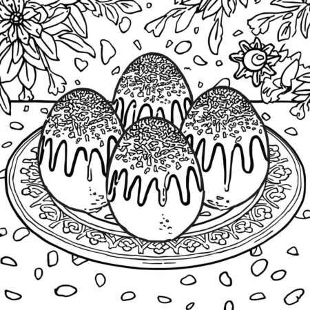 Ovos de Pascoa e Chocolatras (Desenho para Colorir)