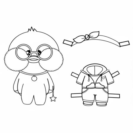 Paper Duck estiloso com roupas para imprimir