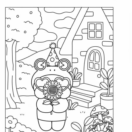 Paper Puck Alegre com Flores (Desenho para Colorir)