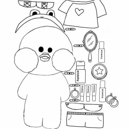 Paper Puck Estiloso com Acessórios (Desenho para Colorir)