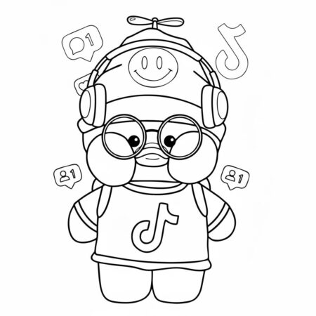 Paper Puck Estiloso com Fones de Ouvido (Desenho para Colorir)