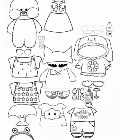 Paper Puck Fofinho com Acessórios (Desenho para Colorir)