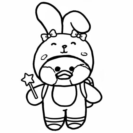 Paper Puck Fofinho com Fantasia de Coelho (Desenho para Colorir)