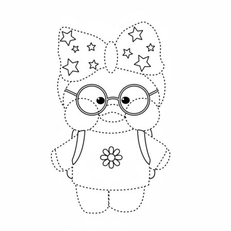 Paper Puck Fofinho com Óculos e Laço (Desenho para Colorir)