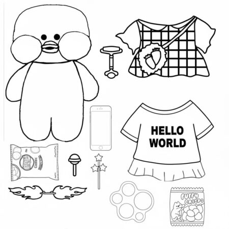 Paper Puck Fofo com Acessórios (Desenho para Colorir)