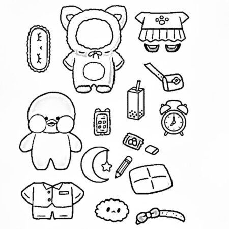 Paper Puck Fofo com Acessórios (Desenho para Colorir)